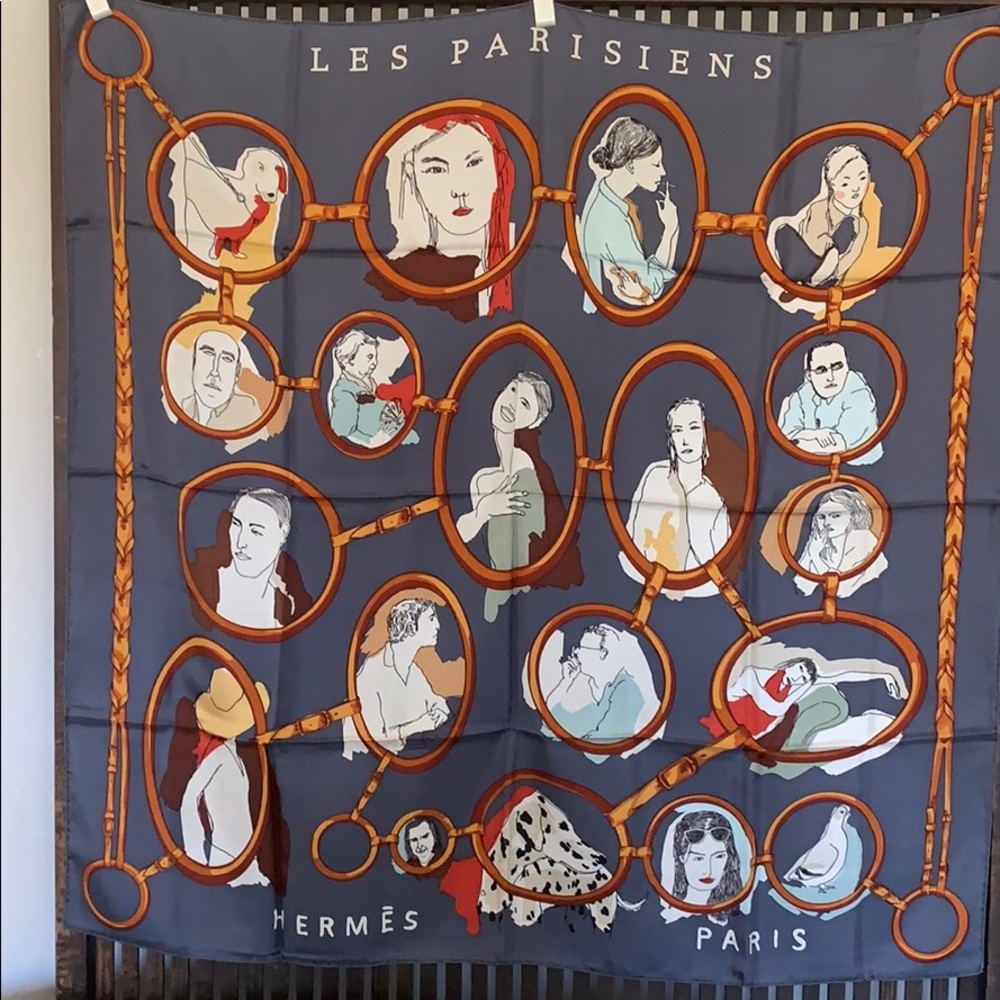 Authentic Hermes Les Parisiens 36”x36” silk scarf